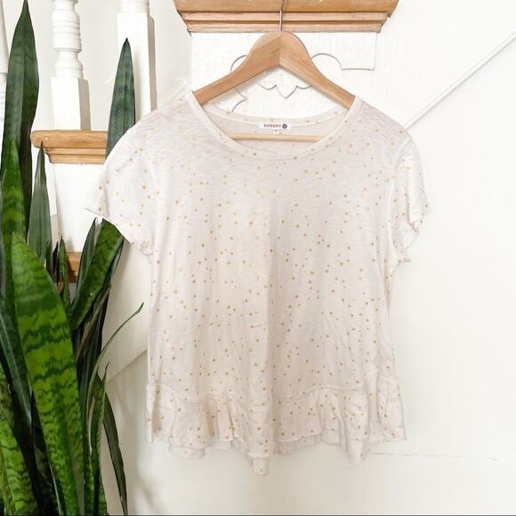 Sundry Pima Cotton Yellow Star Print Tee - Picture 2 of 6